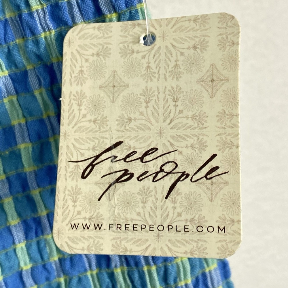NWT Free People Sz XS Shorts Cotton Plaid Bloomer Coastal Lounge Boho Chic Gauze - Picture 3 of 7